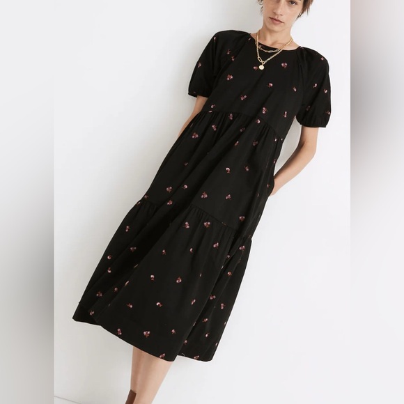 Madewell Short-Sleeve Cattail Tiered Dress in Amie Floral XS - Picture 2 of 6